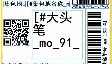 韻達快遞No.3電子面單_B模式(集包地)豎版打印模板